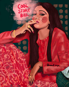 Bollywood Smoker in Red - Print